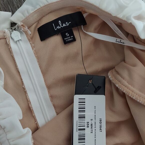 Lulu's Do the Most White Ruched Mesh Strapless Bodycon Mini Dress Small - Picture 5 of 11